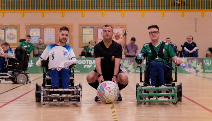 Scott with England captain and referee